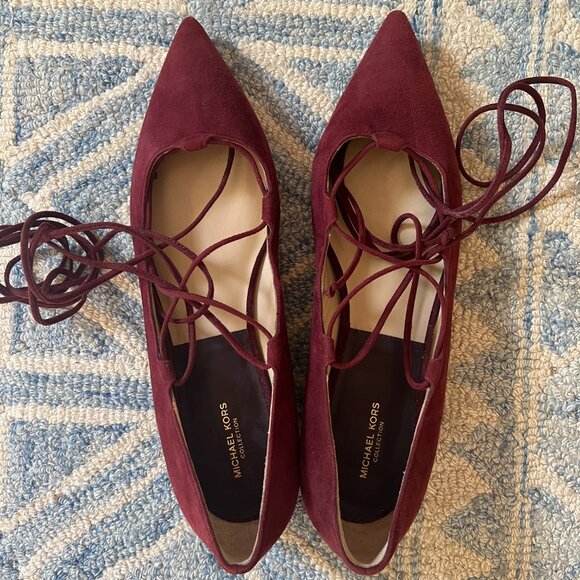 NEW! Michael Kors Collection Kallie Runway Lace Up Flat in Genuine Suede - Picture 4 of 7